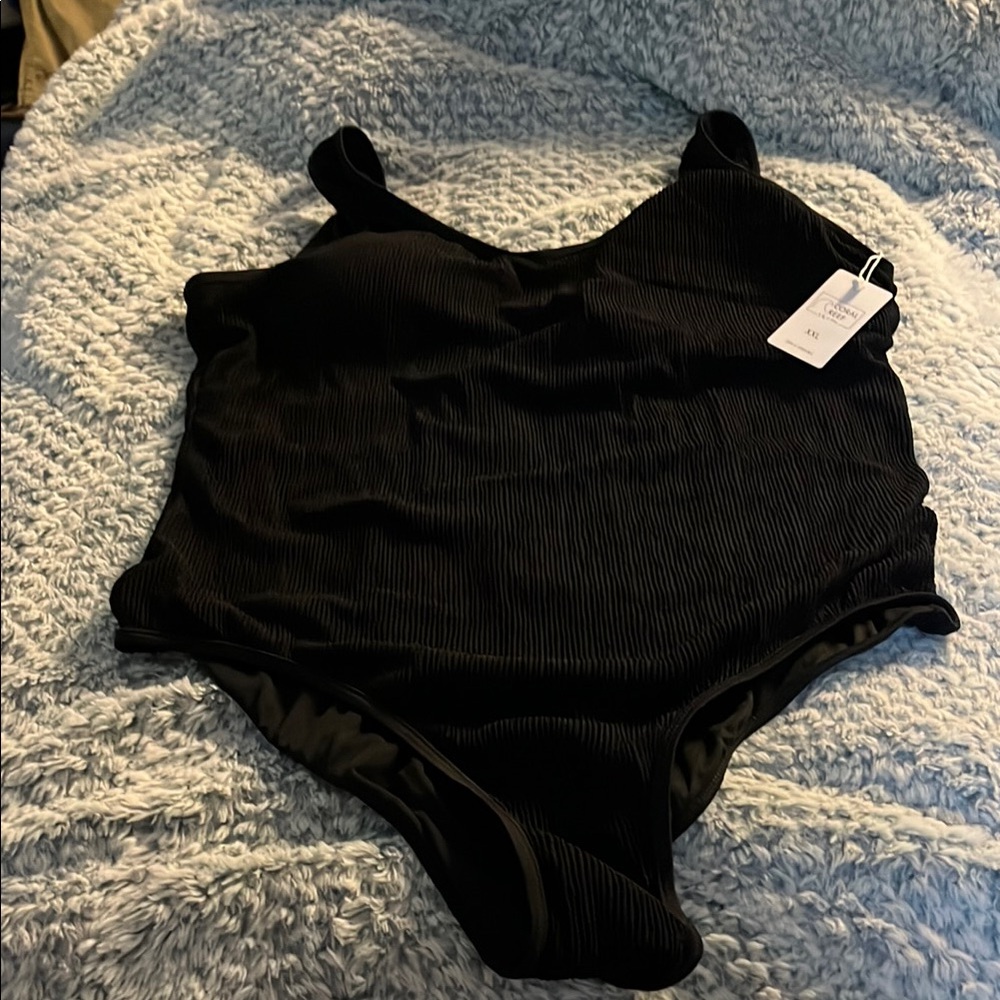Classic Black One Piece Swimsuit with Scoop Neckline